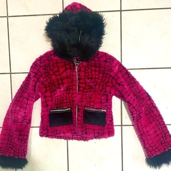 Vintage Attempt Fuscia Black Hooded Jacket